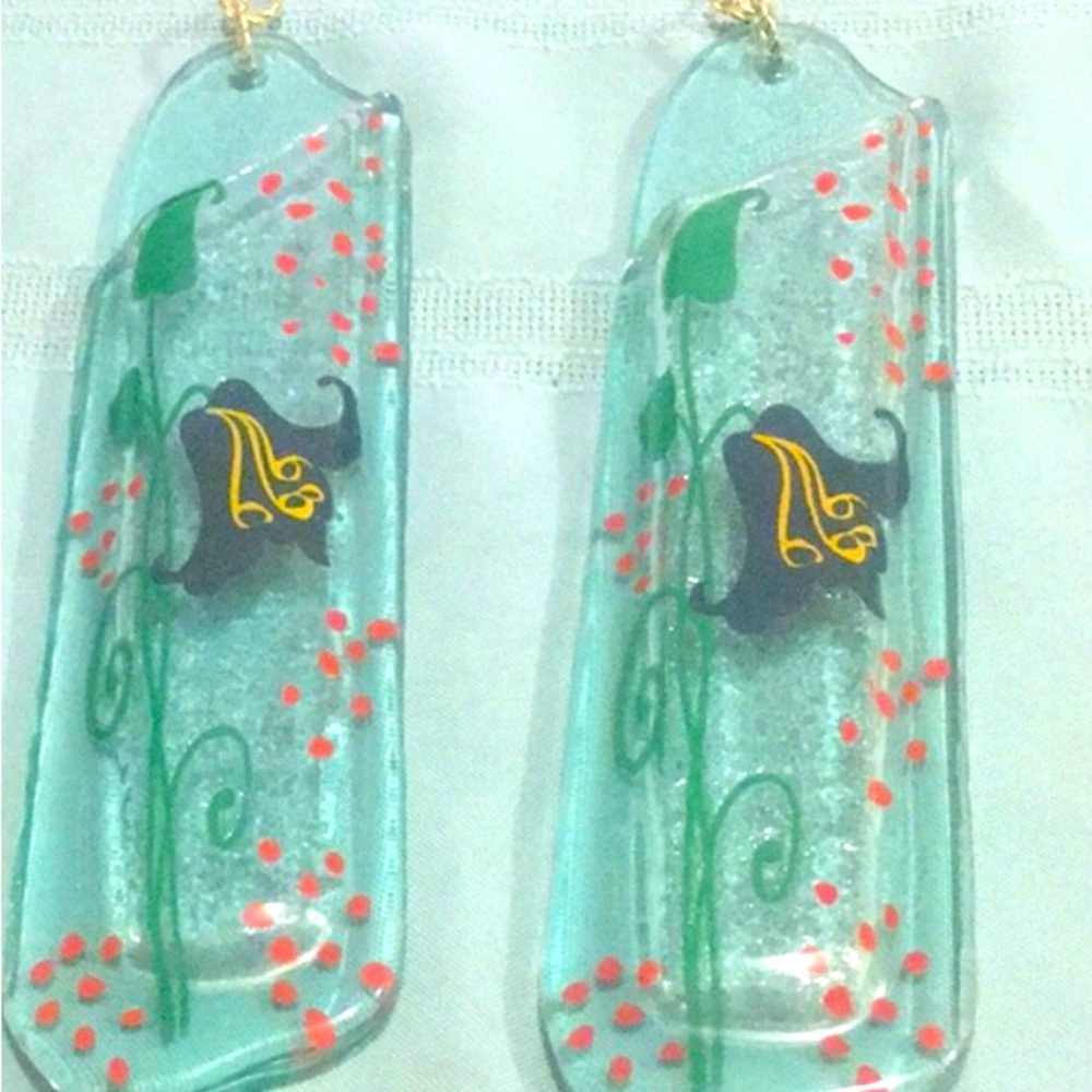 Hanging Flower Bud Vases 2 Hand-Blown & painted Gorgeous bud vases A unique Gift